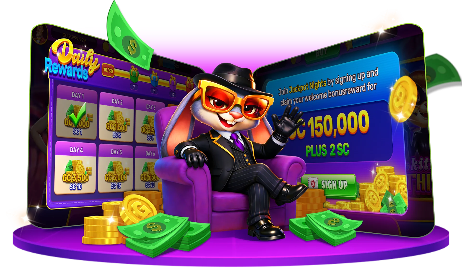 Daily rewards and sign up bonus